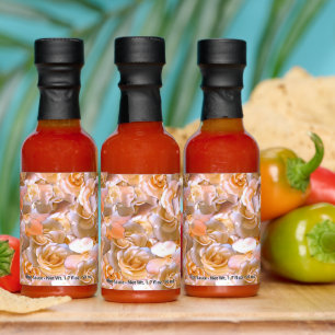 Elegant Floral Rose Petal Pattern Hot Sauces
