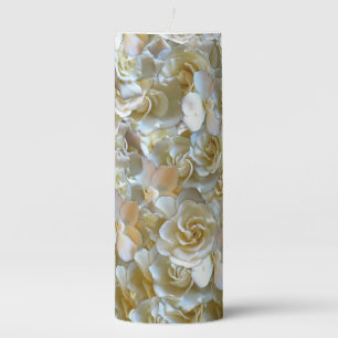 Elegant Floral Rose Petal Pattern Pillar Candle