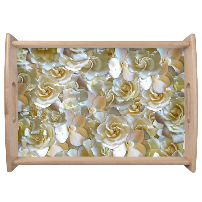 Elegant Floral Rose Petal Pattern  Serving Tray (Front)