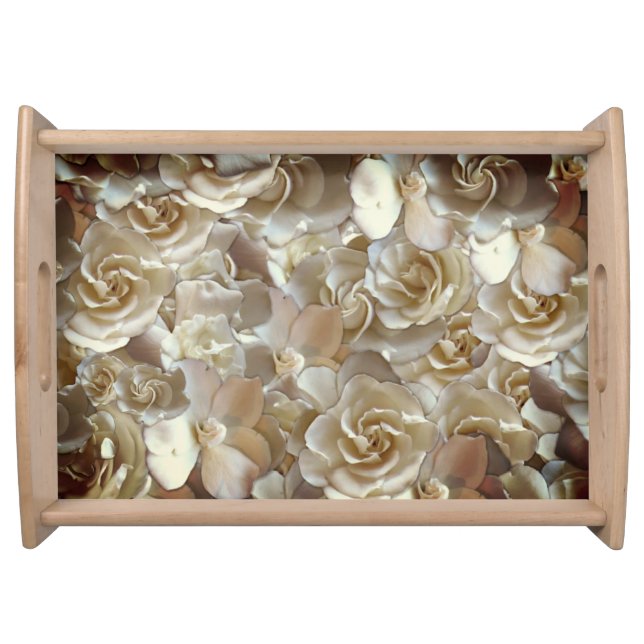 Elegant Floral Rose Petal Pattern  Serving Tray (Front)