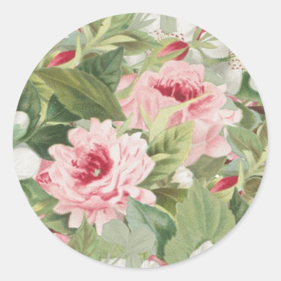 Elegant floral rose vintage sticker