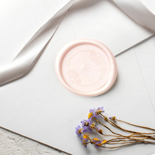 Elegant Floral Rose Wreath Wedding Couple Monogram Wax Seal Sticker