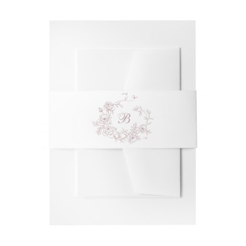 Elegant Floral Roses Crest Wedding Monogram Invitation Belly Band