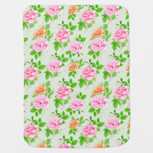 Elegant Floral Roses Green Leaves Pattern-23675 Baby Blanket