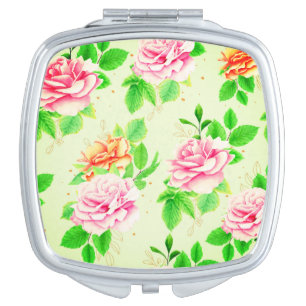 Elegant Floral Roses Green Leaves Pattern-23675 Compact Mirror
