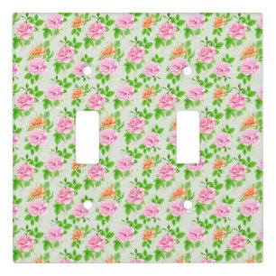 Elegant Floral Roses Green Leaves Pattern-23675 Light Switch Cover