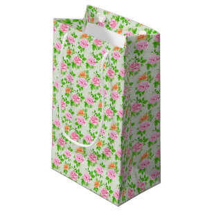 Elegant Floral Roses Green Leaves Pattern-23675 Small Gift Bag