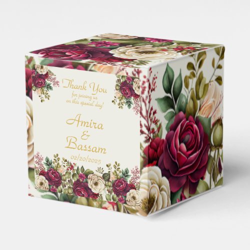 Elegant Floral Roses Islamic Wedding  Favor Boxes