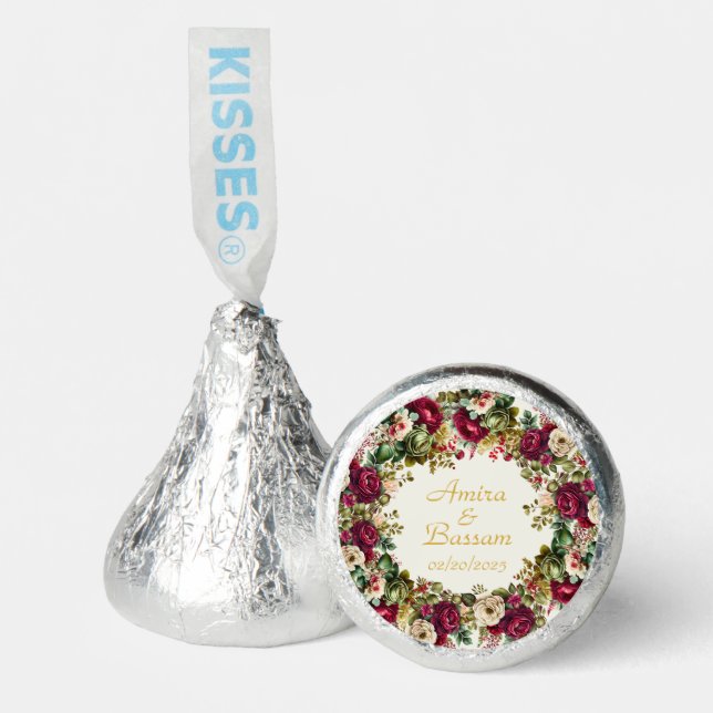 Elegant Floral Roses Islamic Wedding  Hershey®'s Kisses® (Front)