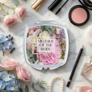 Elegant Floral Roses Mother of the Bride Gift Compact Mirror