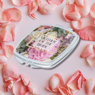 Elegant Floral Roses Mother of the Bride Gift Compact Mirror