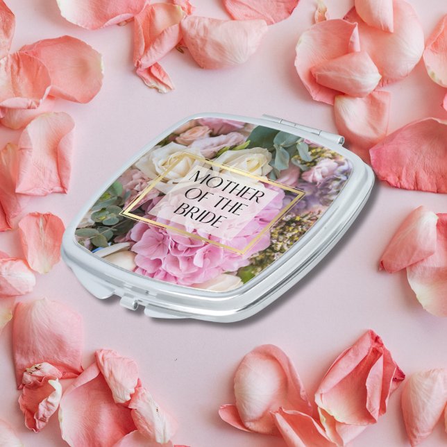Elegant Floral Roses Mother of the Bride Gift Compact Mirror (Creator Uploaded)
