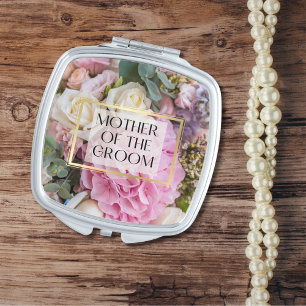 Elegant Floral Roses Mother of the Groom Gift Compact Mirror