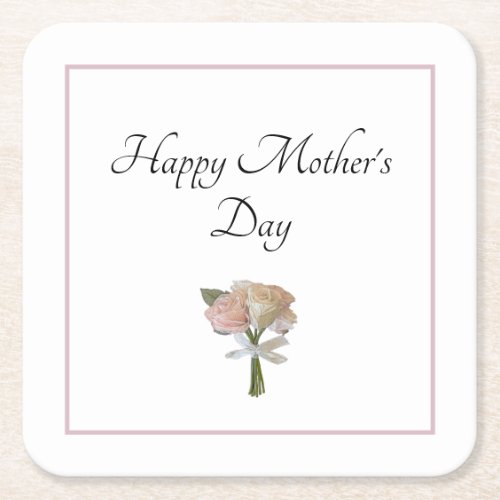 Elegant Floral Roses Mothers Day Party   Square Paper Coaster