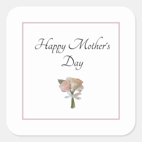 Elegant Floral Roses Mothers Day Party   Square Sticker