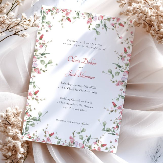 Elegant Floral Roses simple Script Wedding Invitation (Creator Uploaded)
