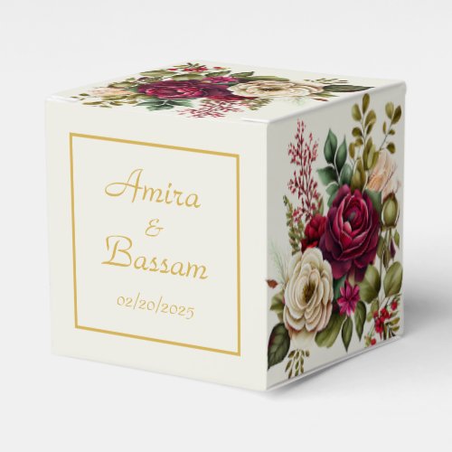 Elegant Floral Roses Wedding  Favor Boxes