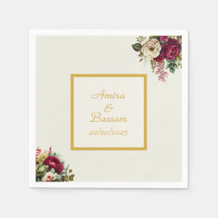 Elegant Floral Roses Wedding  Napkins