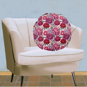 Elegant Floral Round Pillow