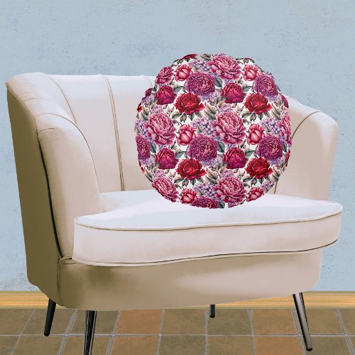 Elegant Floral Round Pillow