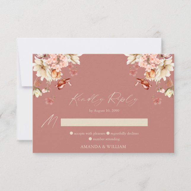 Elegant Floral RSVP Card for Weddings (Front)