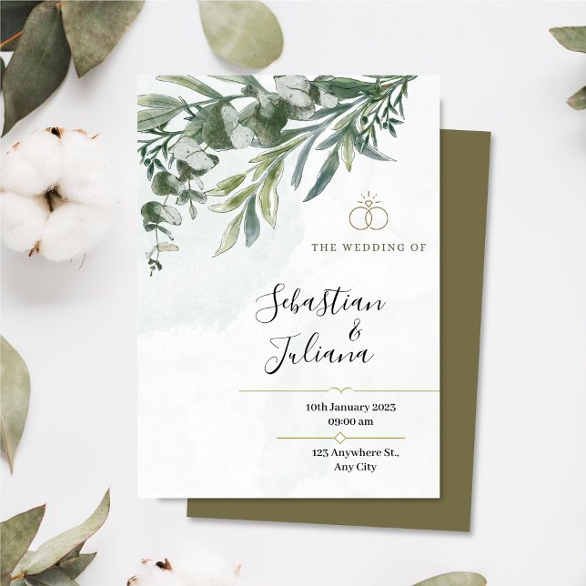 Elegant Floral Rustic Eucalyptus Greenery Wedding Invitation (Creator Uploaded)