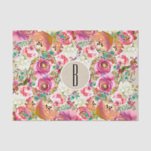 Elegant Floral Rustic Kraft Monogram Shabby Chic Tissue Paper