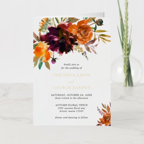 Elegant Floral Rustic Wedding Foil Invitation