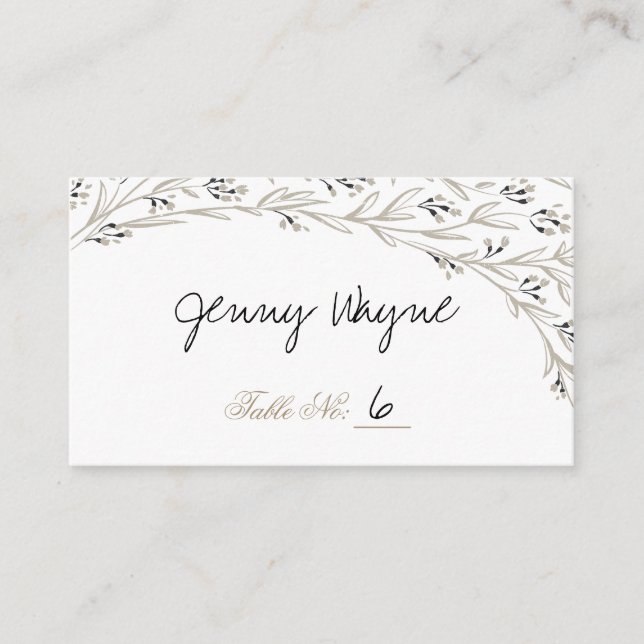 Elegant floral rustic wedding place cards (Front)