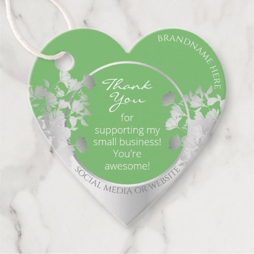 Elegant Floral Sage Green and Silver Thank You Favor Tags