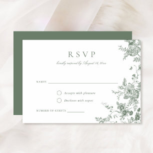 Elegant Floral Sage Green Botanical RSVP Card