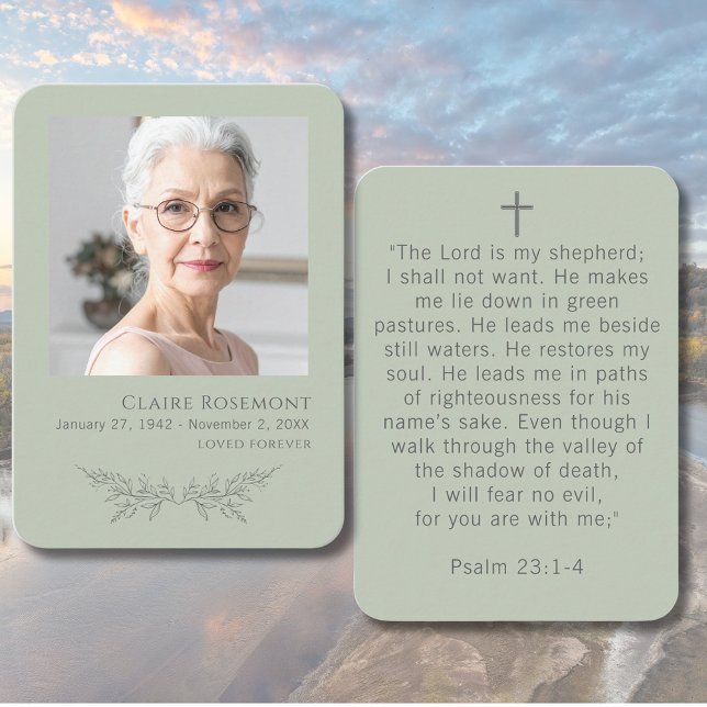 Elegant Floral Sage Green Psalm 23 Prayer Card (Elegant Floral Sage Green Psalm 23 Prayer Card
)