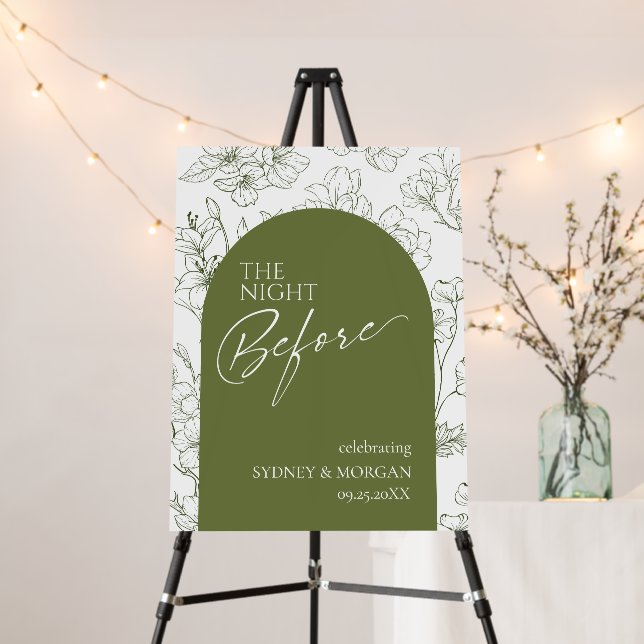 Elegant Floral Sage Green Rehearsal Dinner Foam Board (In Situ (Stand))