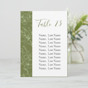 Elegant Floral Sage Green Table Number Cards