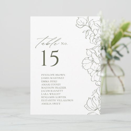  Elegant floral sage green table seating chart Invitation