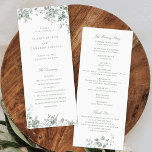 Elegant Floral Sage Green Vintage Ornament Wedding Program<br><div class="desc">Elegant Floral Vintage Ornament Sage Green Wedding Program. Traditional Wedding Order of Service. Wedding Victorian Floral Ornament Wedding Program</div>