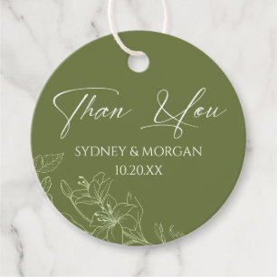 Elegant Floral Sage Green Wedding Favor Tags