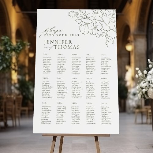Elegant floral Sage Green wedding Seating Chart Foam Board