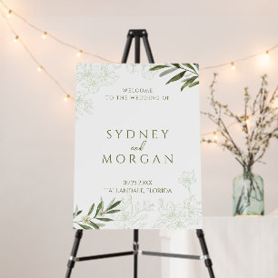 Elegant Floral Sage Green Welcome Wedding Foam Board