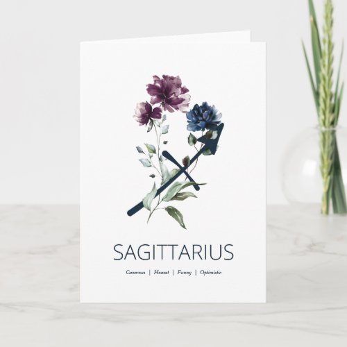 Elegant Floral Sagittarius Traits Birthday Card