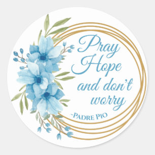 Elegant Floral Saint Padre Pio Quote Christian Classic Round Sticker