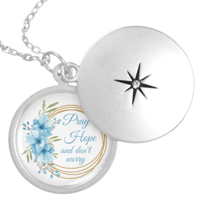Elegant Floral Saint Padre Pio Quote Christian Locket Necklace (Front)