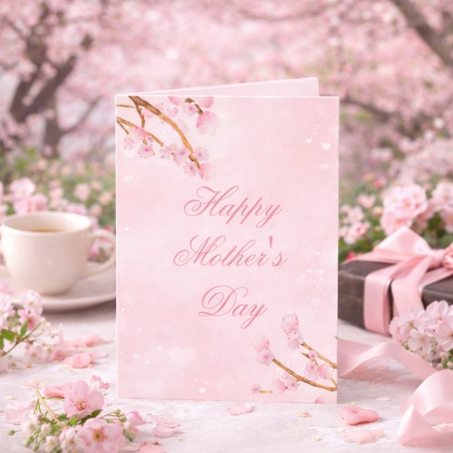 Elegant Floral Sakura Greeting for Mom Card (Creator Uploaded)