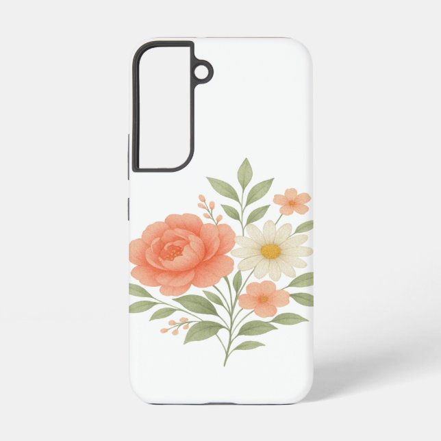 Elegant Floral Samsung Case for Women – Pastel  (Back)