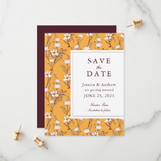 Elegant Floral Save the Date Card