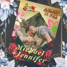 Elegant Floral Save the Date Custom Photo Wedding