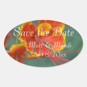 Elegant Floral Save the Date Oval Sticker