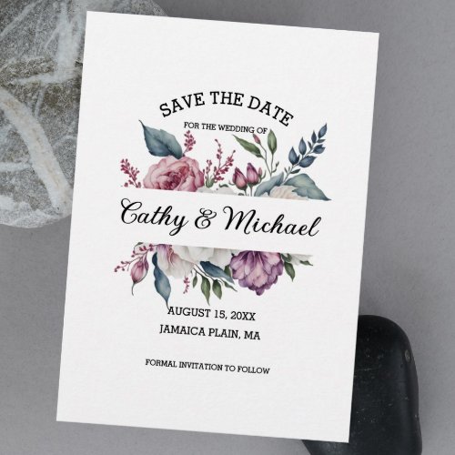 Elegant Floral Save The Date QR Code Wedding Invitation
