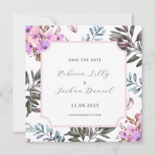 Elegant Floral Save The Date Song Of Solomon 3:4 Invitation