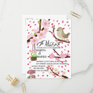 Elegant floral save the date template, wildflower  invitation postcard